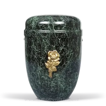 Smuteční dekorace Ocelová urna 6610 s růží