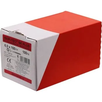 Vrut HPM TEC RAPI-TEC SK PLUS 6,0x100/54+R (balení 100 ks) - stavební vruty do dřeva, polozávit, pozink, talířová hlava, TORX T30