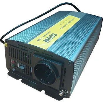 Měnič napětí Kombinovaný UPS Měnič 12V/230V+UPS 600W, JYINS, čistá sinusovka, zásuvka 230V AC (Kombinovaný měnič napětí 600W s UPS jako záložní systém i elektronické)