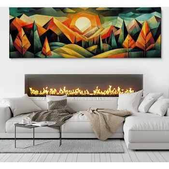 Obraz Obraz na plátně - Hory a lesy v kubistické souhře FeelHappy.cz Velikost obrazu: 60 x 20 cm