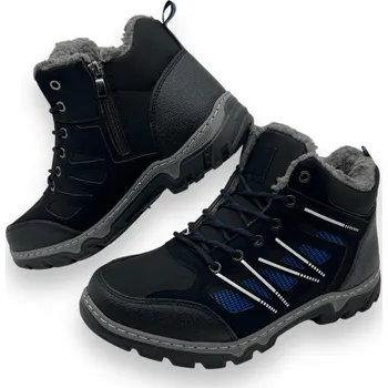 Pánská zimní obuv Sport Pánské černé zimní softshellové boty se šnerováním 02 Barva: Černá, Velikost: 43