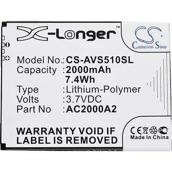 Baterie pro mobilní telefon VHBW Baterie pro Archos 50c Oxygen, 2000 mAh