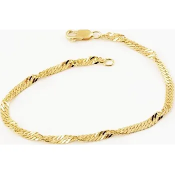 Náramek Dámský stříbrný pozlacený náramek singapore 19 cm STNA0326F