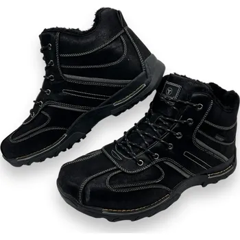 Pánská zimní obuv Toplay Pánské černé nadměrné zimní boty se šněrováním Černá, 47