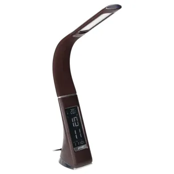 Lampička Stolní lampa s budíkem VIRONE DOLOMIT DL-12/BR, 5W, 400lm, 4000K, hnědá