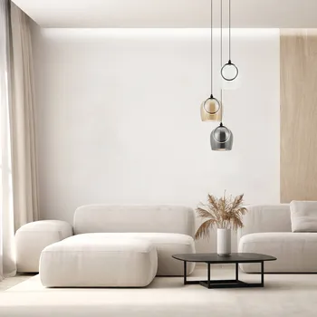 Zambelis Závěsné svítidlo LED 23081, 3 světla, sklo, Ø 44 cm, 3000 K kouřově šedá, zlatá, čirá, černá 3 x 6 W LED - Doprava zdarma