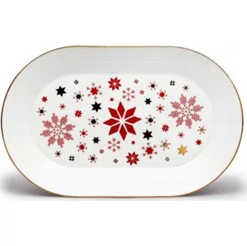 Thun 1794 Mísa oválná, 32 cm, Lea, vánoční červené vločky, zlato, Thun