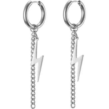 Náušnice B-TOP Dámské visací náušnice s řetízkem a bleskem - nerez ocel