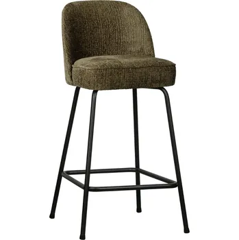 Barová židle WOOOD Tmavě zelená sametová barová židle Tergi 64 cm