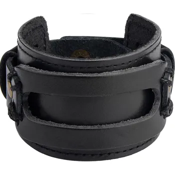 Náramek B-TOP Pánský kožený náramek - černý