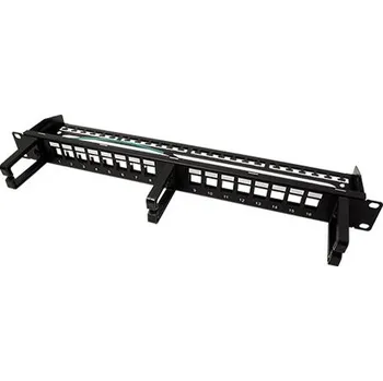 Patch panel Patchpanel pro keystone 19'', STP, 16 portů, neosazený, černý