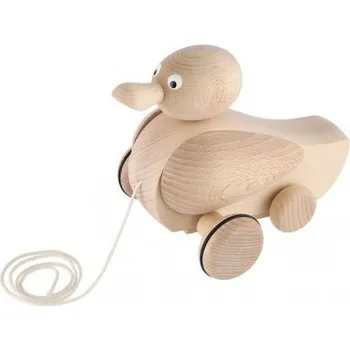 Dřevěná hračka Dřevěný tahací kačer (Přírodní)