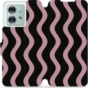Pouzdro na mobilní telefon Flipové pouzdro Mobiwear - Motorola Edge 40 Neo - VA54S Fialové vlnky (Knížkové flip pouzdro, obal, kryt na mobil Motorola Edge 40 Neo - VA54S Fialové vlnky, materiál Umělá kůže + TPU - ochrana 360°, stojánek, silikonová vanička, magnetické zavírání)
