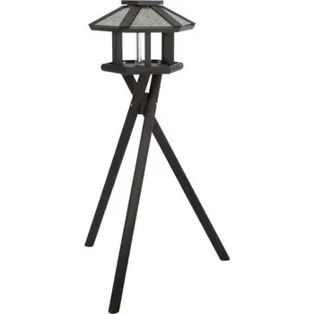 Krmítko pro ptáka Trixie NATURA venkovní krmítko se stříškou a silem, na trojnožce 1,40 m, 50 x 34 cm, borové dřevo, černá