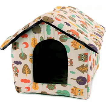 Textilní domek pro mazlíčky s motivem sovy