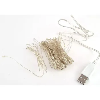 Vánoční dekorace VOR-D USB 10 - 10m vánoční drátový řetěz, IP20, napájení z USB, svit bílá studená a bílá teplá Barva: Bílá studená