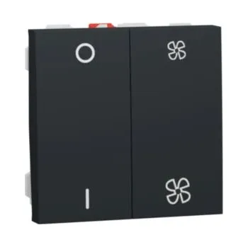 vypínač Unica - Mechanismus ovládání rychlosti ventilátoru dvojitý 1/0, Antracit *NU321454