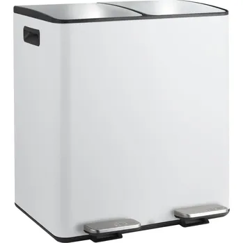 Odpadkový koš Spirella pedálový odpadkový koš na tříděný odpad ALIYA, matná bílá, ocel, 2 x 20 L