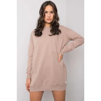 Dámské šaty RUE PARIS Mikinové šaty Hanely tmavě béžové Velikost: S