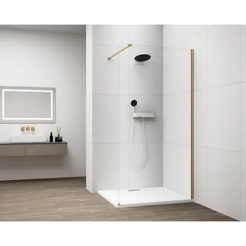 ESCA GOLD MATT jednodílná sprchová zástěna k instalaci ke stěně, sklo čiré, 1400 mm