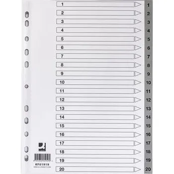Plastový rejstřík Q-Connect A4 1-20, bílý s šedou 510.2493