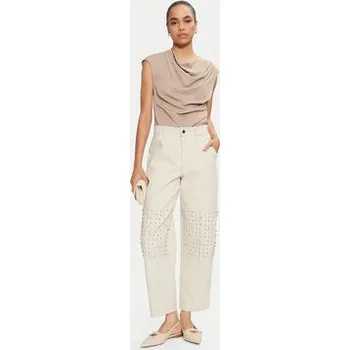 Dámské kalhoty PINKO Kalhoty z materiálu 104429 A284 Écru Regular Fit 46