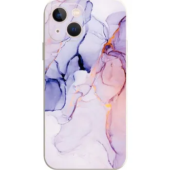 Pouzdro na mobilní telefon Kryt iPhone 15 Mramor růžovo-fialový (obal neboli pouzdro na iPhone 15)