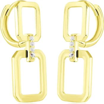 Náušnice GEMMAX Elegantní zlaté visací náušnice se zirkony na zámek – zlatý šperk ryzosti 585/1000 v Dárkovém balení s Certifikátem GLEYB-02984