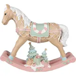 Dekorace béžovo-růžový vánoční houpací koník Horse Pastello - 41*10*37 cm