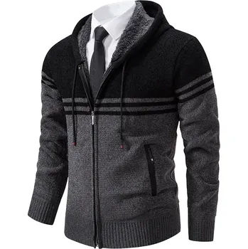 Pánský svetr Pánský pruhovaný kardigan na zip Velikost: 3XL, Barva (Varianta): 8959Black