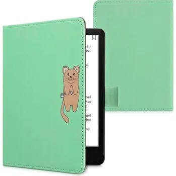 Pouzdro na čtečku elektronické knihy Pouzdro KW Mobile - Cat Design - KW5781301 - pro Amazon Kindle Paperwhite 5 (2021) - zelené + BONUSY