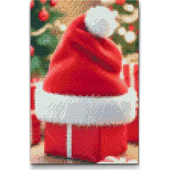 Diamantové malování Diamantové malování - Vánoční čepice Velikost: 20x30cm, Rámování: Pouze srolované plátno, Diamanty: Kulaté