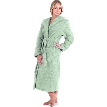 Dámské noční prádlo Bavlněný župan Athena s kapucí olivová 31 16 6251 - XL