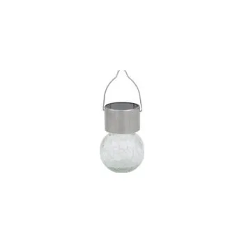 Stojací lampa lampa solární KOULE pr.6cm, v.9cm, 1LED, závěsná, čirá; nerez/sklo/PH