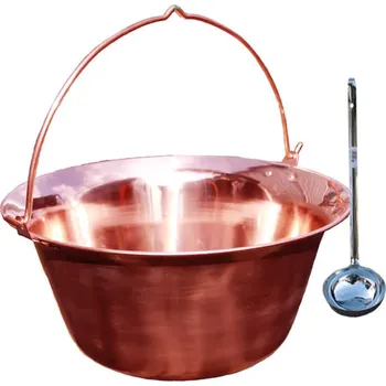 Kempingové nádobí Měděný kotlík 14 L (1,2 mm) + nerezová naběračka 350 ml
