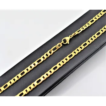 Řetízek Pánský pozlacený řetízek David – chirurgická ocel 316L, Figaro 3:1, 55 cm Délka: 55 cm