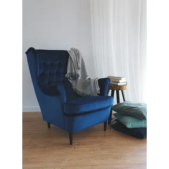 Křeslo MAMBA křeslo Prince sametová modrá/wenge