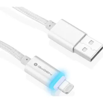 Gogen USB/Lightning oplétaný stříbrný 1 m