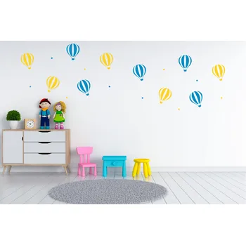 Samolepící dekorace Lepy.cz Samolepka na zeď Horkovzdušné balony-set Barevná varianta: Světle růžová, Velikost: S (velikost a počet vzorů níže v popisu)