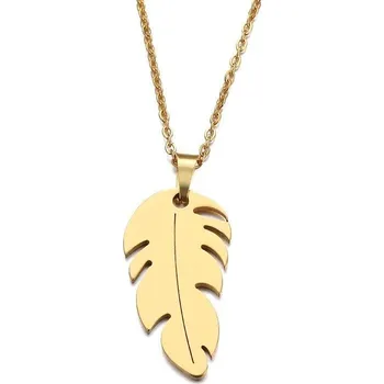 Náhrdelník Ocelový náhrdelník lísteček zlacený