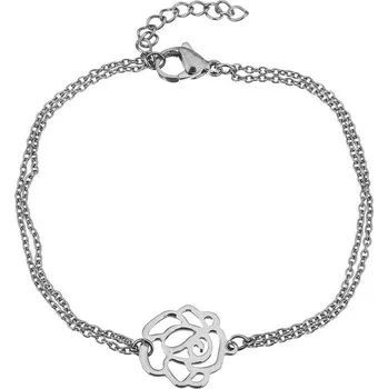 Náramek Dvojitý ocelový náramek s růží