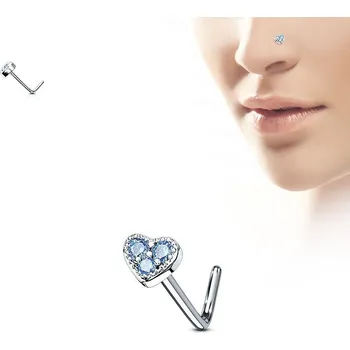 Piercing Piercing do nosu srdíčko, tyrkysové kamínky