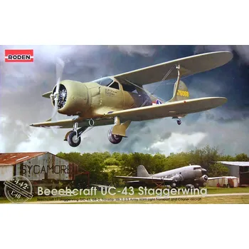 Plastikový model Roden 1/48 Beechcraft UC-43 Staggerwing