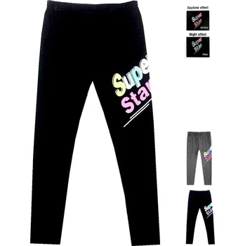 KUGO DÍVČÍ LEGÍNY S MĚNICÍM NÁPISEM "SUPER STAR" Barva: šedá, Velikost: 152