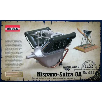 Plastikový model Roden 1/32 Engine Hispano Suiza 8A 150 h.p.
