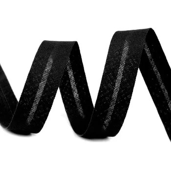 Český výrobek Šikmý proužek bavlněný šíře 14 mm zažehlený - černá