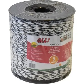 Ohradník Ohradníkové lanko SHOCKTEQ OLLI 5 mm/300 m polyetylénové černo-bílé odpor 1,6 Ohm/m
