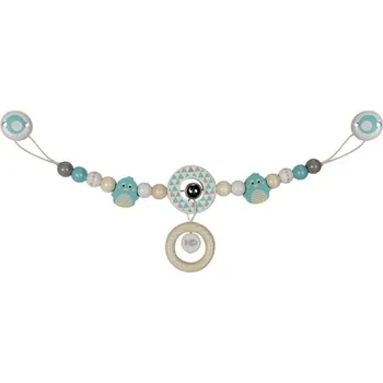 Hračka pro nejmenší Řetěz do kočárku dřevěný - Tučňák tyrkysový (Heimess) - Akce