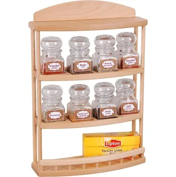 Drátěná police Polička na kořenky 725 - polička s osmi skleněnými kořenkami