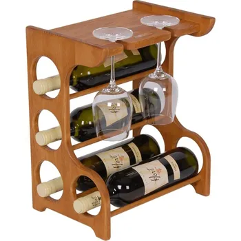 Stojan na víno Domácí vinotéka 647 - Malá vinotéka na 4 lahve a 2 skleničky